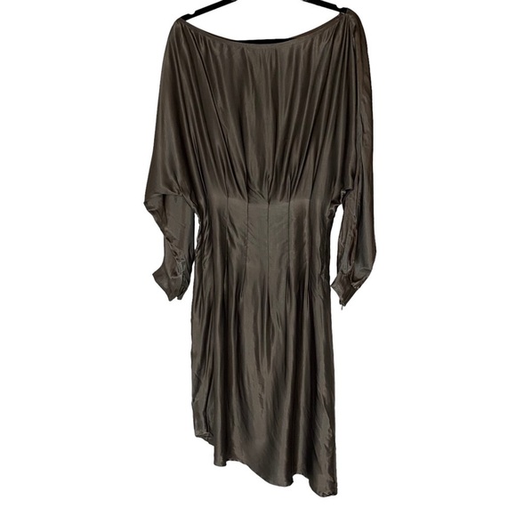All Saints Ela Dress Metallic Asymmetrical Grey US 8 - Picture 8 of 11